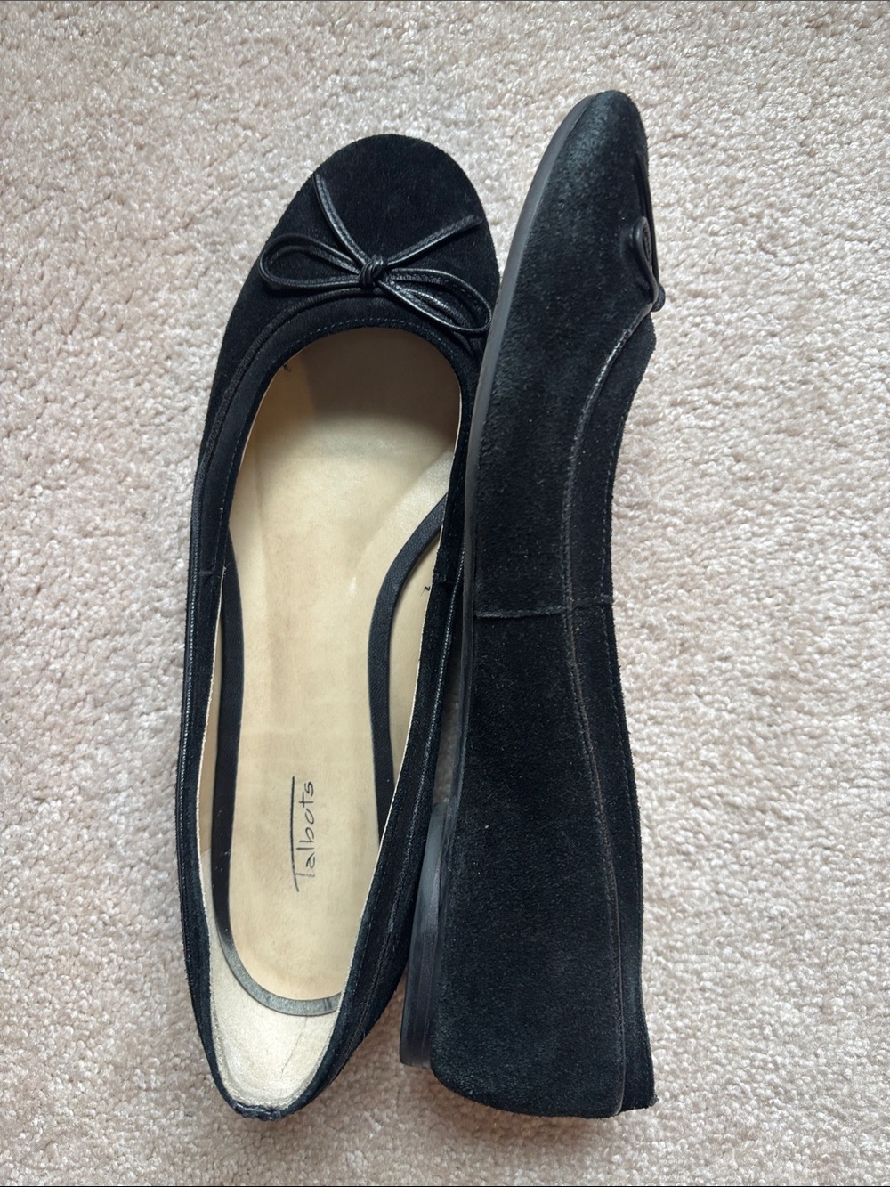 Talbots Black Suede Bow Ballet Flats - Picture 5 of 7